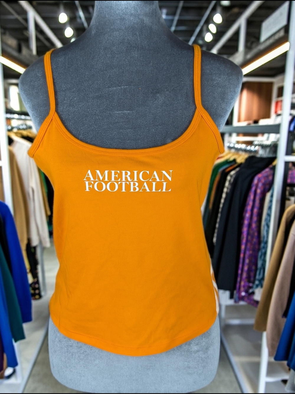 Wild Fable Orange White Striped Camisole American Football Logo Women Size M